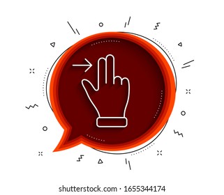Touchscreen gesture line icon. Chat bubble with shadow. Slide right arrow sign. Swipe action symbol. Thin line touchscreen gesture icon. Vector