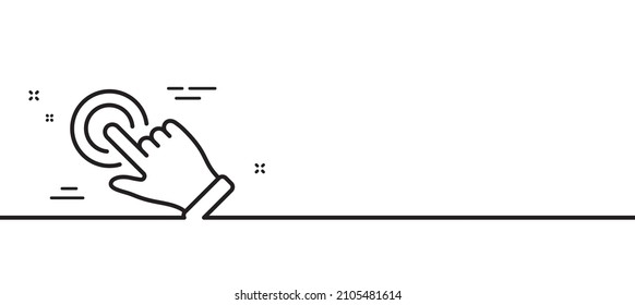 Touchscreen gesture line icon. Click hand sign. Push action symbol. Minimal line illustration background. Touchscreen gesture line icon pattern banner. White web template concept. Vector
