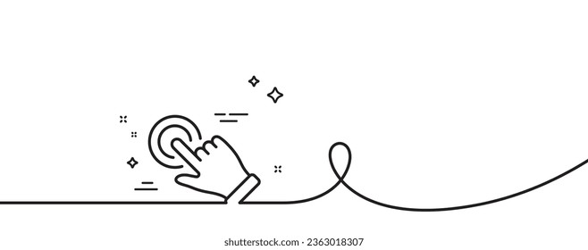 Touchscreen gesture line icon. Continuous one line with curl. Click hand sign. Push action symbol. Touchscreen gesture single outline ribbon. Loop curve pattern. Vector