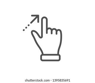 Touchscreen gesture line icon. Slide arrow sign. Swipe action symbol. Quality design element. Linear style touchscreen gesture icon. Editable stroke. Vector