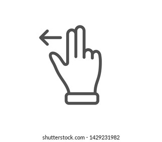 Touchscreen gesture line icon. Slide left arrow sign. Swipe action symbol. Quality design element. Linear style touchscreen gesture icon. Editable stroke. Vector