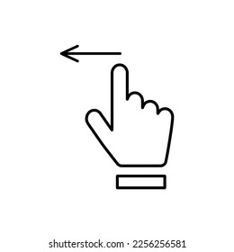 Touchscreen gesture line icon. Slide left arrow sign. Swipe action symbol. Quality design element. Linear style touchscreen gesture icon. Editable stroke. Vector