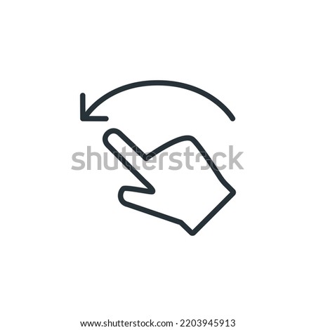 Touchscreen gesture line icon. Slide left arrow sign. Swipe action symbol. Quality design element. Linear style touchscreen gesture icon. Left swipe finger icon design. Slide finger icon