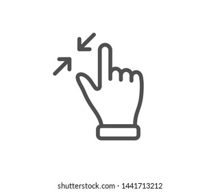 Touchscreen gesture line icon. Zoom out sign. Action arrows symbol. Quality design element. Linear style touchscreen gesture icon. Editable stroke. Vector