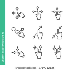Touchscreen gestures Icons. Thin Line Symbol Elements Collection.