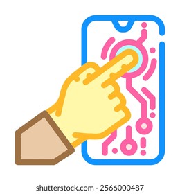 touchscreen hand interaction augmented reality color icon vector. touchscreen hand interaction augmented reality sign. isolated symbol illustration