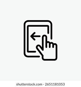 Ícone de tela de toque isolado no plano de fundo limpo. Ícone do aplicativo. Vetor.	