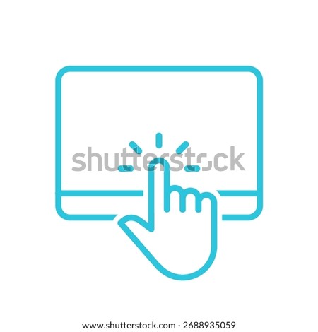 TouchScreen Icon, Isolated on white background. Blue icon