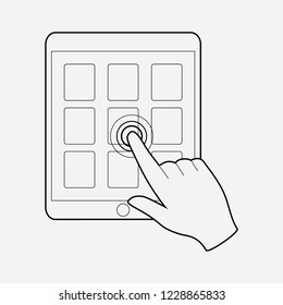 Touchscreen icon line element. Vector illustration of touchscreen icon line isolated on clean background for your web mobile app logo design.