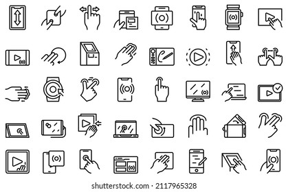 Touchscreen icon outline vector. Phone hand. Mobile system