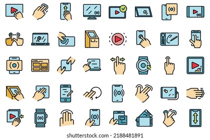 Touchscreen icon outline vector. Phone hand. Mobile system