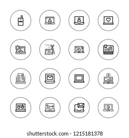 Touchscreen icon set. collection of 16 outline touchscreen icons with cellphone icons.