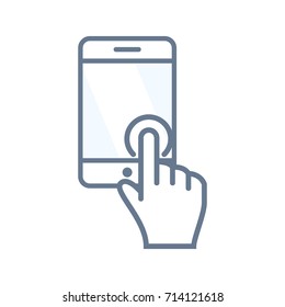 Touchscreen Icon with Tablet or Smartphone. Vector illustration