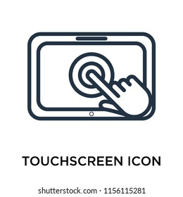 Touchscreen icon vector isolated on white background, Touchscreen transparent sign , thin pictogram or outline symbol design in linear style