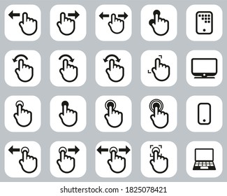 Touchscreen Icons Black & White Flat Design Set Big