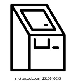 Vector de contorno de icono del kiosco de pantalla táctil. Tacto digital. Aplicación de teléfono