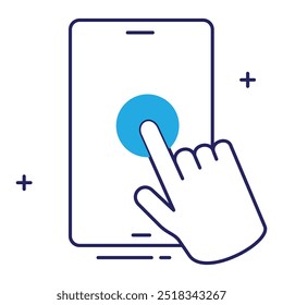 Touchscreen Mobile Interaction Vetor Icon Design, dispositivos móveis, gestos de smartphone, UIUX, design móvel, gestos com os dedos, passar, tocar