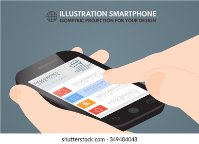 Touchscreen phone, computer, gadget.It can be used to illustrate the infographics