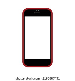 Touchscreen phone with red case vector.