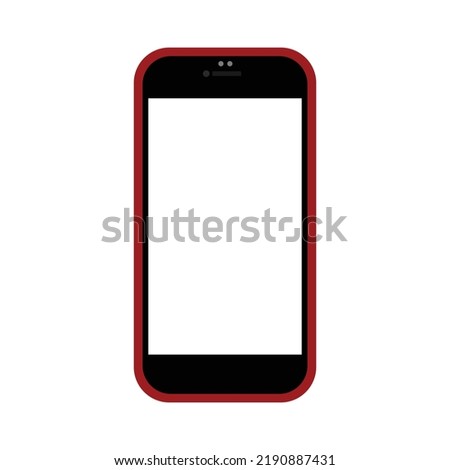 Touchscreen phone with red case vector.