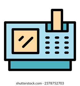 Touchscreen-Pos-Maschine Symbol Umrandung Vektorgrafik. Bildschirm speichern. Farbe des Bargelds