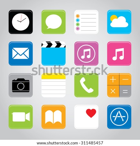 Touchscreen smart phone mobile application button icon Vector illustration