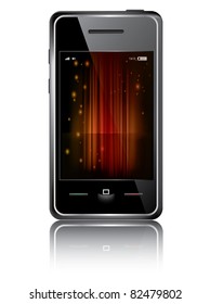 Touchscreen smartphone with abstract background isolated on the white background