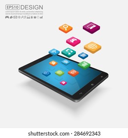 Touchscreen Smartphone with Application Icons.