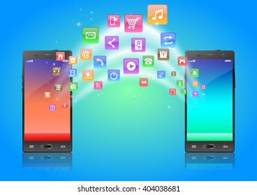 Touchscreen Smartphone with Application Icons.