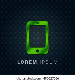 Touchscreen Smartphone Bright Green chromium precious metallic 3D Icon / Logo Design