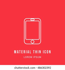 Touchscreen Smartphone Bright red material designed line thin flat icon / logo