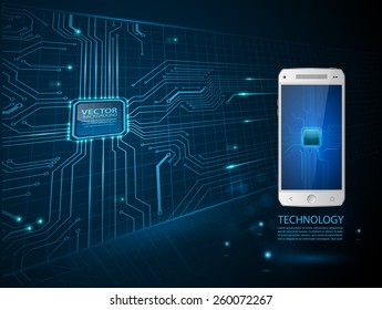 Touchscreen Smartphone with circuit background.vector 