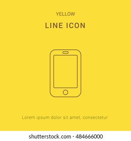 Touchscreen Smartphone Cute yellow thin line icon / logo Design