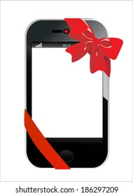 Touchscreen smartphone with  red ribbon