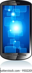 touchscreen smartphone  with a transparent buttons.  Concept of the modern internet. File is saved in AI10 EPS version. This illustration contains a transparency