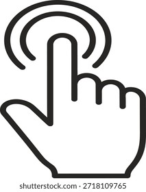 Touchscreen Tap Gesture Icon - Hand mit Finger auf Zielkreis in Schwarz und Weiß