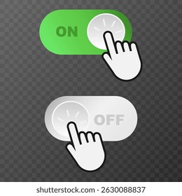 Touchscreen Toggle Button Concept - Green On, Gray Off. Vector Illustration