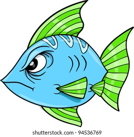 Tough Blue Fish Ocean Vector Illustration