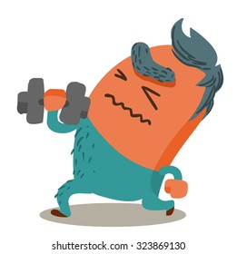 tough Body Building. Vector illustration Flat