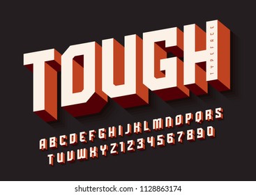 The Tough bold display font design, alphabet, typeface, letters and numbers, typography. Swatch color control.