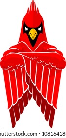 Tough Cardinal Bird Mascot, crossed arms