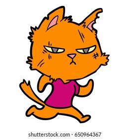 tough cartoon cat running