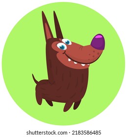 Tough Doberman Pinscher Cartoon Illustration. Isolated on white background
