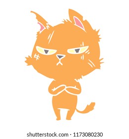 tough flat color style cartoon cat