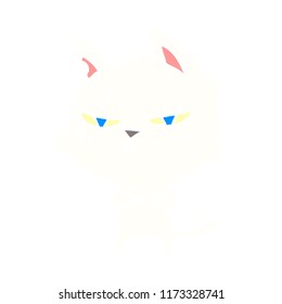 tough flat color style cartoon cat