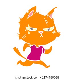 tough flat color style cartoon cat running