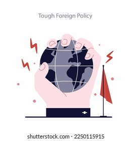 Tough foreign policy. Right-wing politics ideology principle and value. Natural law, economics, authority and traditional ideas. Flat vector illustration
