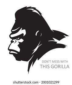 Tough Gorilla Head, Side View Illustration