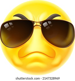 A tough looking cartoon emoticon face in sunglasses
