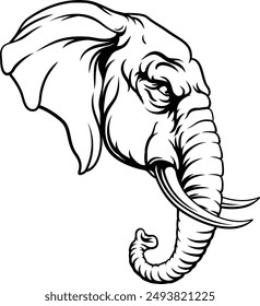 A tough looking elephant. Could be the symbol for the American republican political party in election politics or a sports mascot.